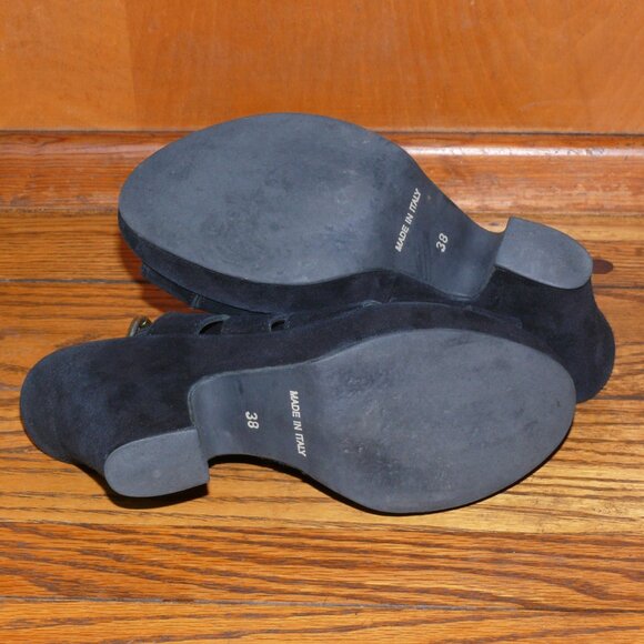 CORDANI TABOR BLACK SUEDE PEEP-TOE SLINGBACK WEDGE SZ EU 38 / US 8 MADE IN ITALY - Picture 7 of 7